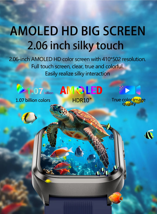2.06" AMOLED Health Watch with ECG, Oxygen & Temp Sensor