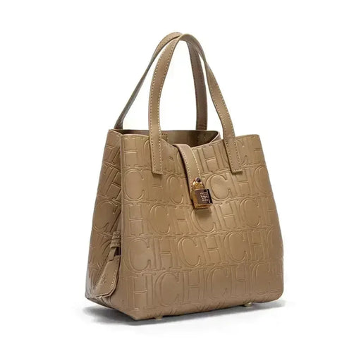 Stylish and practical mustard large PU leather tote bag for women