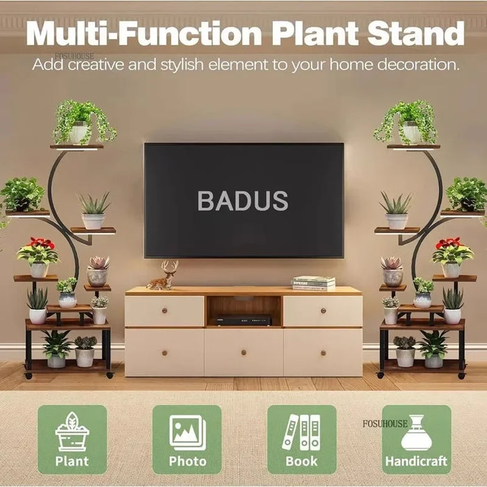 Decorative Tiered Flower Pot Shelf for Courtyard Use