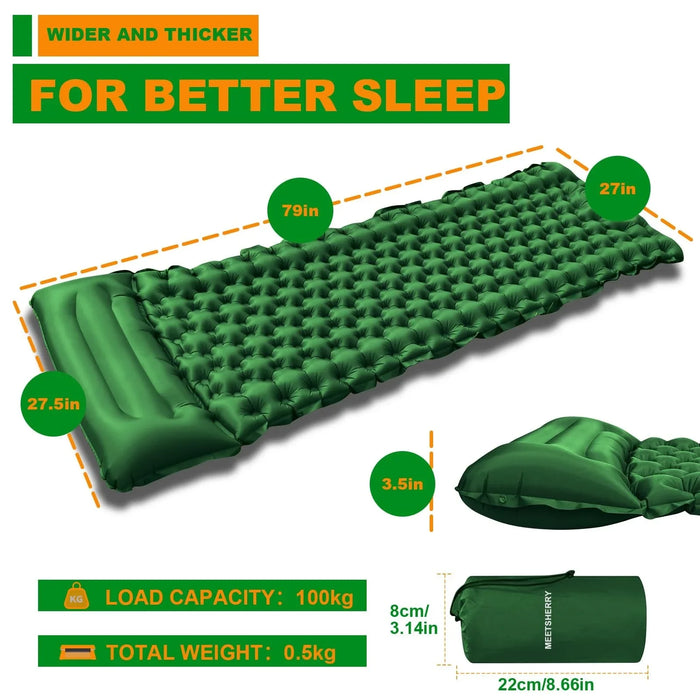Durable sleeping pad made from heavy-duty 40D ripstop nylon with TPU coating