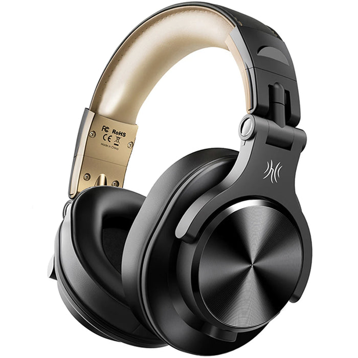 Wireless DJ Headphones Black Gold with Hi-Res Audio