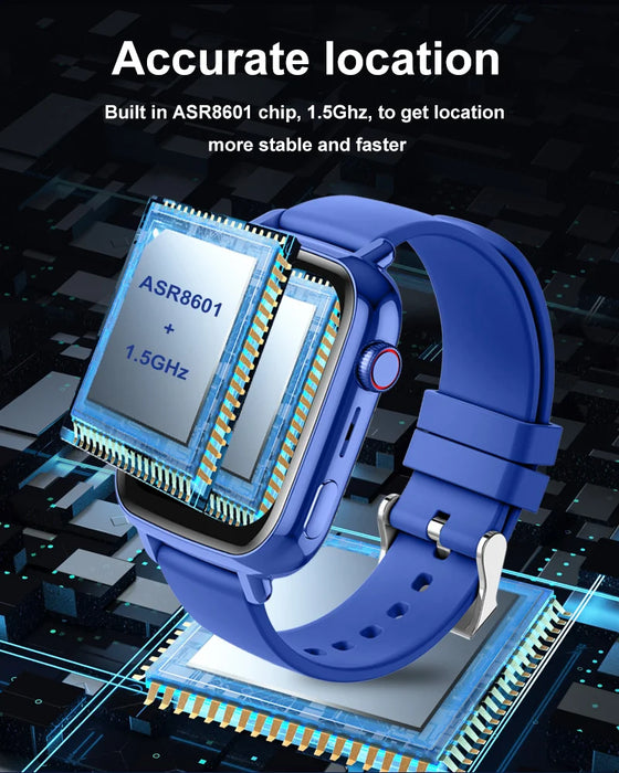 Waterproof Kids Smartwatch Blue 4G GPS SOS Video Call