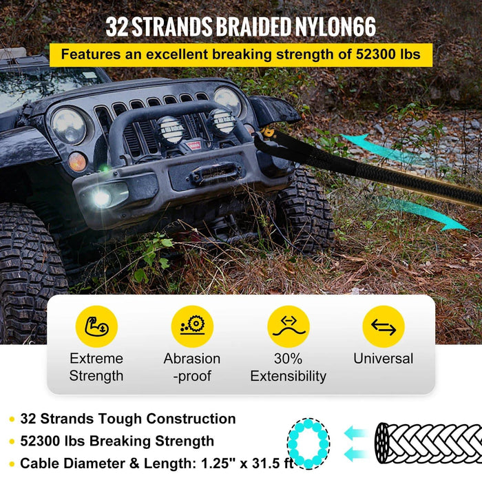 Stretchy and Elastic Double Braided Nylon Tow Rope for Smooth Recovery