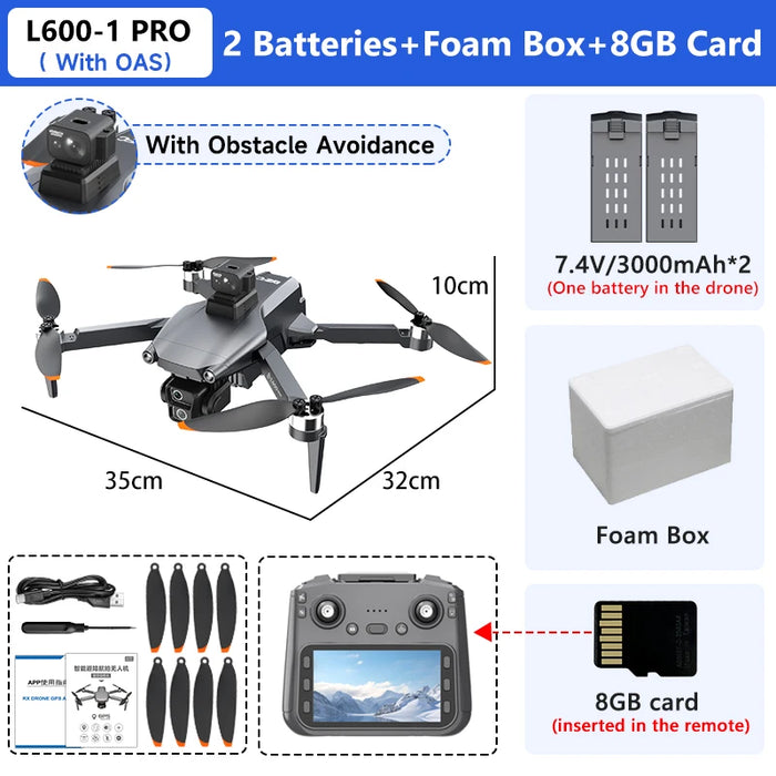 Rechargeable 4K Drone with Obstacle Avoidance & LCD Control With OAS 2B Foam Box
