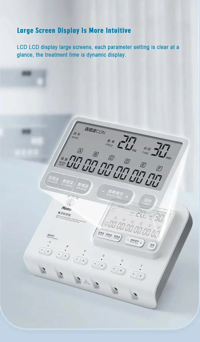  EMS TENS electroacupuncture stimulator with DC9V power supply, adjustable output pulse frequency, and asymmetric bidirectional pulse wave 