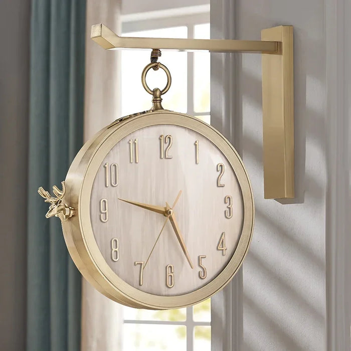 Silent Quartz Dual-Face Wall Clock for Home Decor
