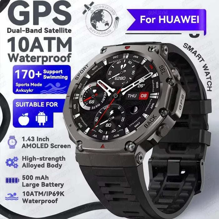 Military-Grade Smartwatch with Dual-Band GPS & Compass