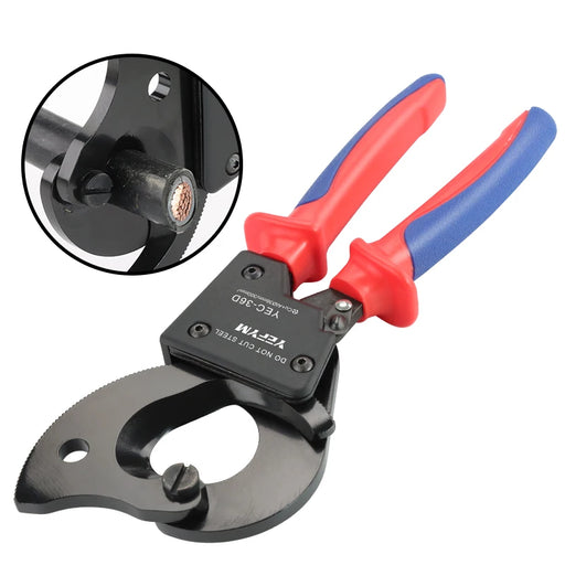 Insulated ratcheting cable cutters with heavy-duty wire pliers for 240mm² capacity