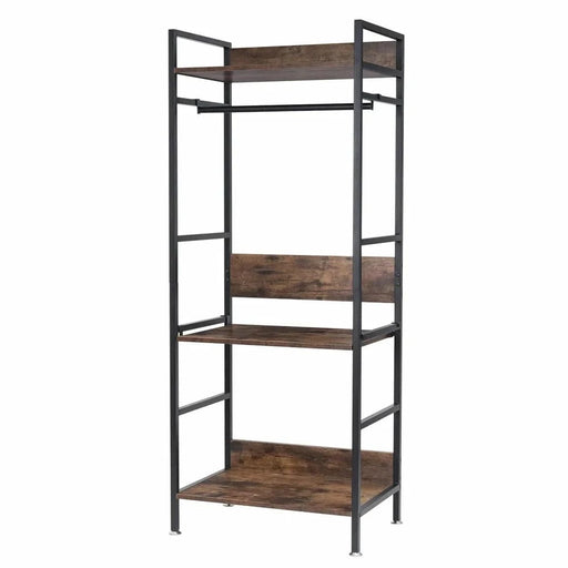 Industrial hall tree in black and dark brown with free-standing mounting type