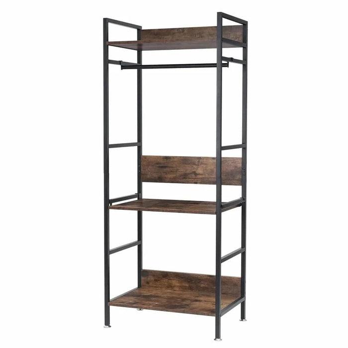 Industrial hall tree in black and dark brown with free-standing mounting type