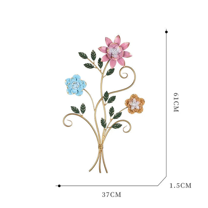 Modern Metal Wall Art Flower Decoration for Living Room