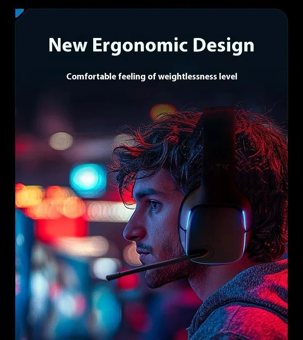 Wireless Gaming Headset Black with Mic and Noise Reduction