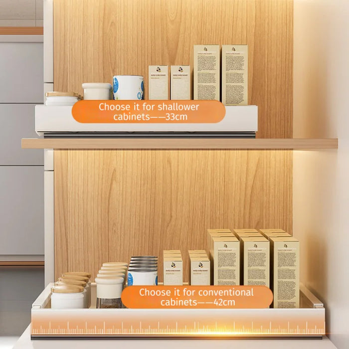 White-L Metal Kitchen Organizer with Pull-Out Slide Drawer