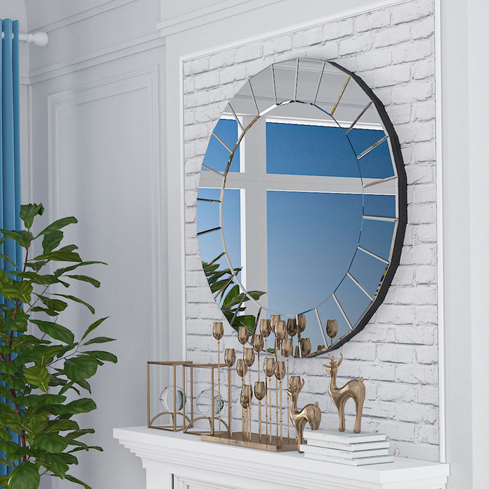 Modern Frameless Decorative Wall Mirror 80.5cm, Silver Accent