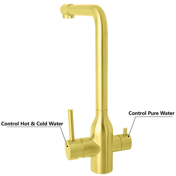 3-Way Kitchen Mixer Tap with 360° Swivel & Pure Water Outlet