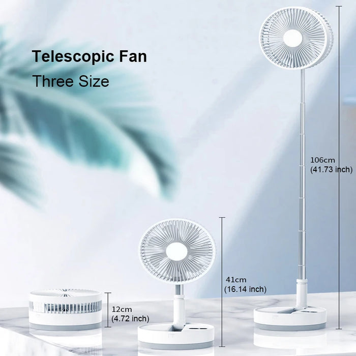 Portable Fan 10800mAh White Folding Rechargeable with USB and Remote for convenient cooling on the go