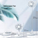 Portable Fan 10800mAh White Folding Rechargeable with USB and Remote for convenient cooling on the go