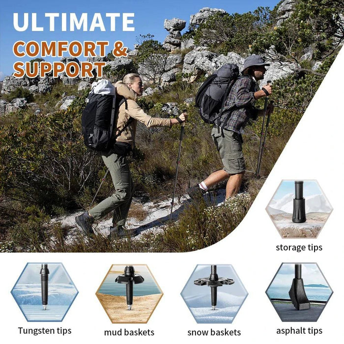 Durable and Lightweight Carbon Fiber Collapsible Trekking Poles