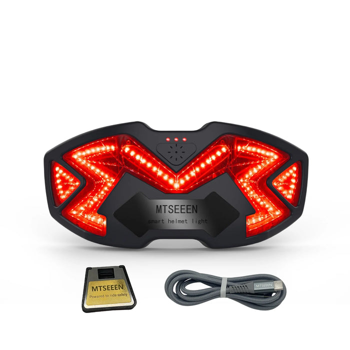 Helmet brake light LED with automatic brake sensing for increased visibility