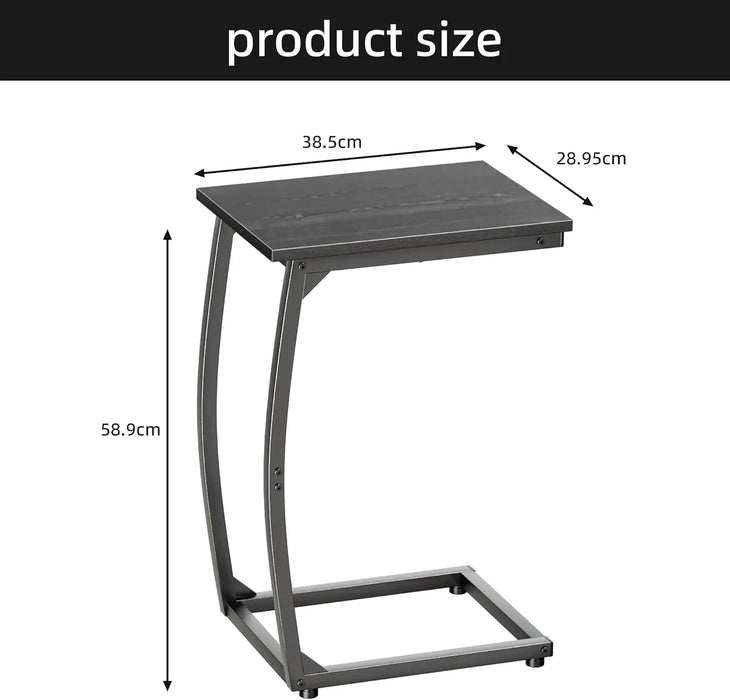 Space-Saving C-Shaped End Tables Set of 2 with Curved Support Legs for Sofa or Bedside Use