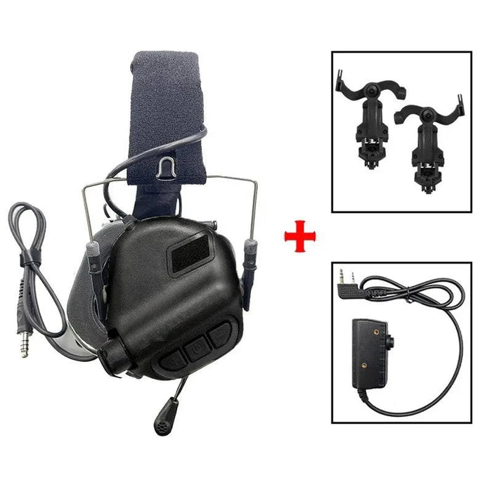 Tactical Noise Reduction Shooting Earmuffs with Helmet Adapter (Black set) for safe hearing in noisy environments