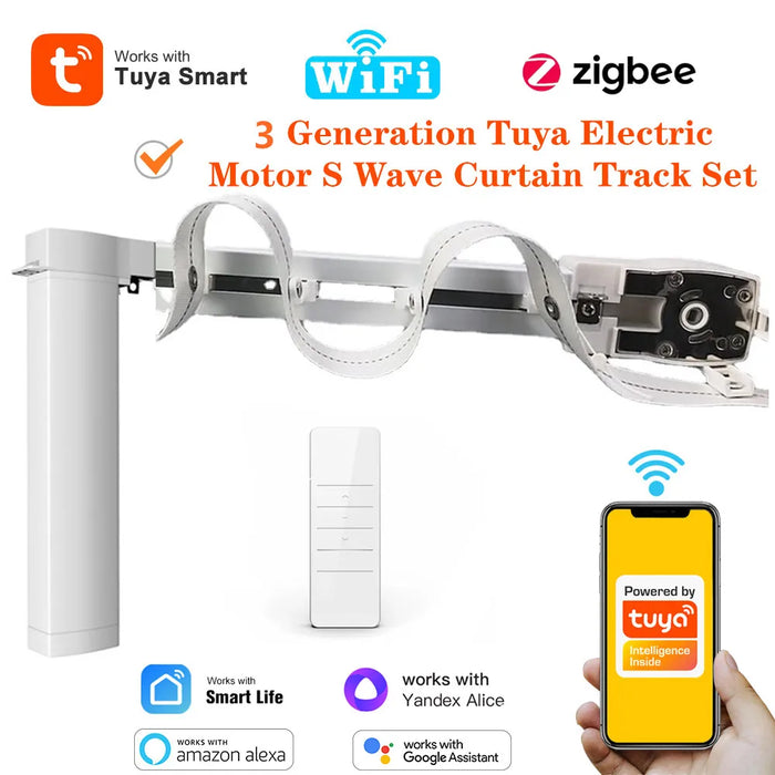 1.3m Smart Electric Curtain Track with Remote & Motor
