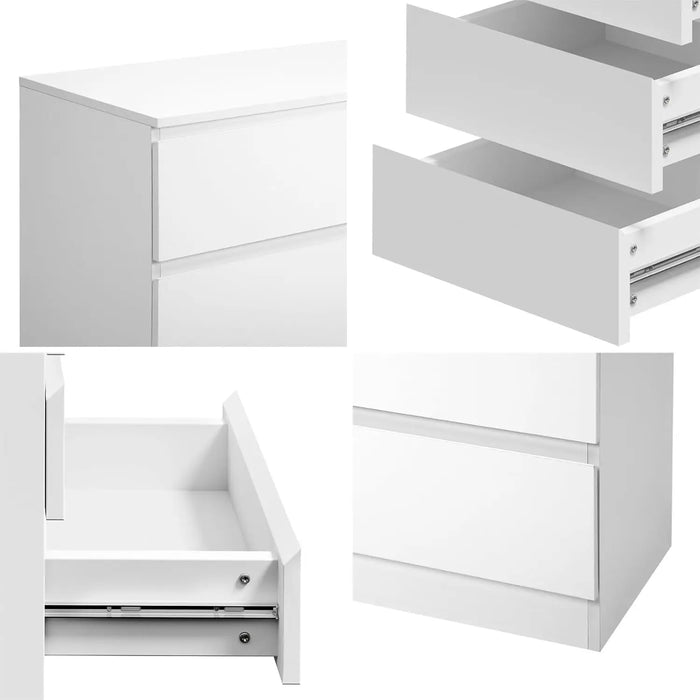 Tall White Wooden Chest of Drawers 6-Drawer Handle-Free Storage Unit for Bedroom or Living Room