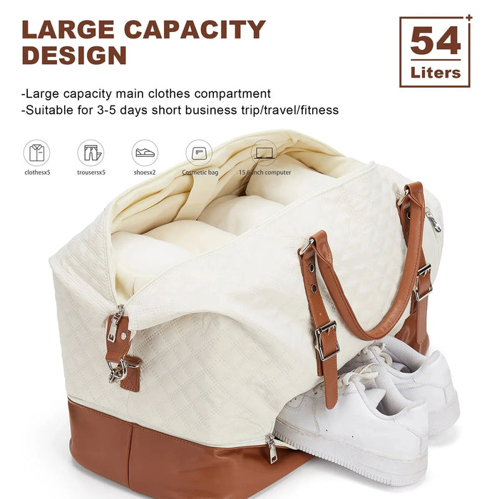 Large black travel weekender bag for women with spacious interior and multiple pockets