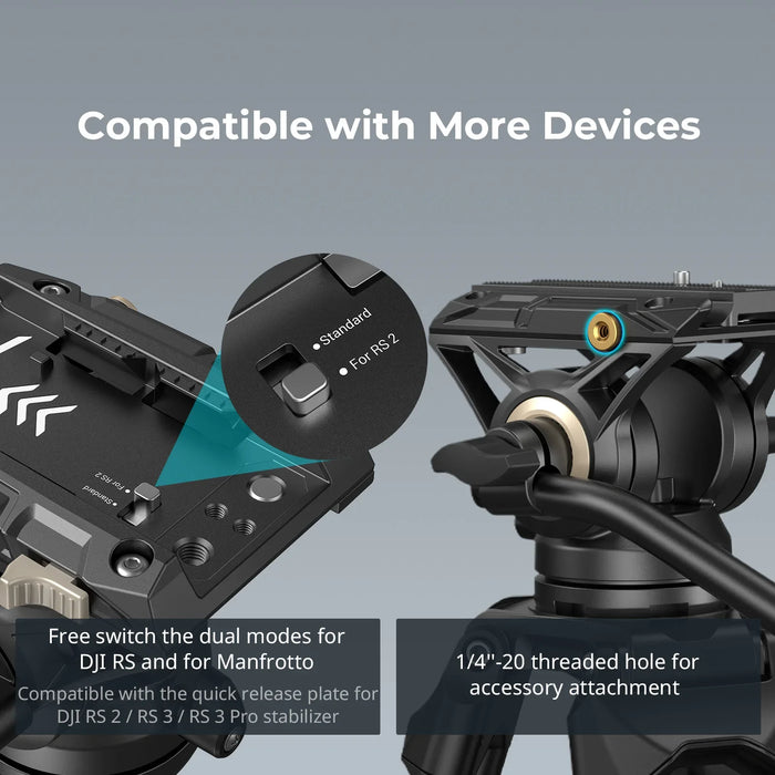 Professional Video Tripod with Aluminum Fluid Pan Head
