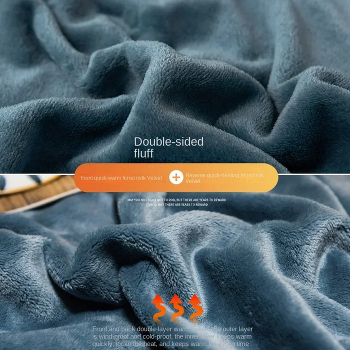 Soft Winter Quilt Sheet Double-Sided Coral Wool & Milk Flannel Flat Bed Sheet