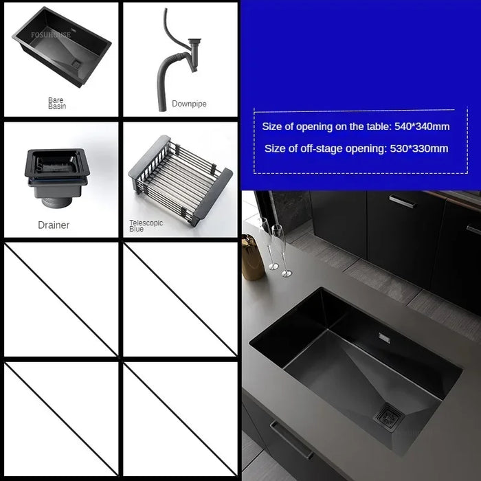 50x40cm Nano Stainless Steel Kitchen Sink with Cup Washer