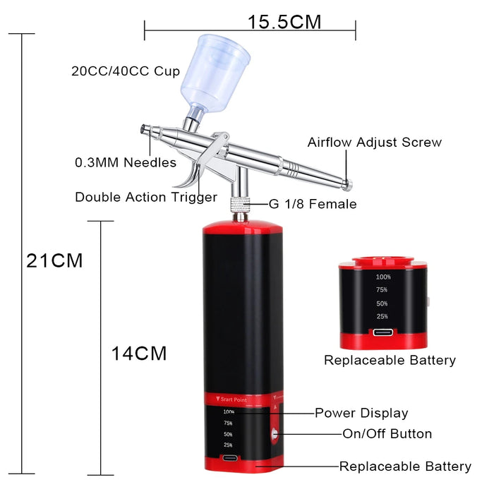 Portable mini airbrush kit with compressor for precise and detailed painting