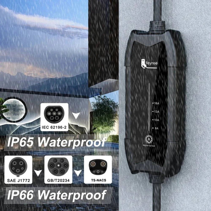 Portable EV Charger, Adjustable with 5m Cable for Electric Vehicles (GBT 3.5KW 16A) - FLUXA