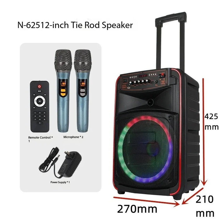 500W Trolley Speaker with 12" Bass and Mic Set
