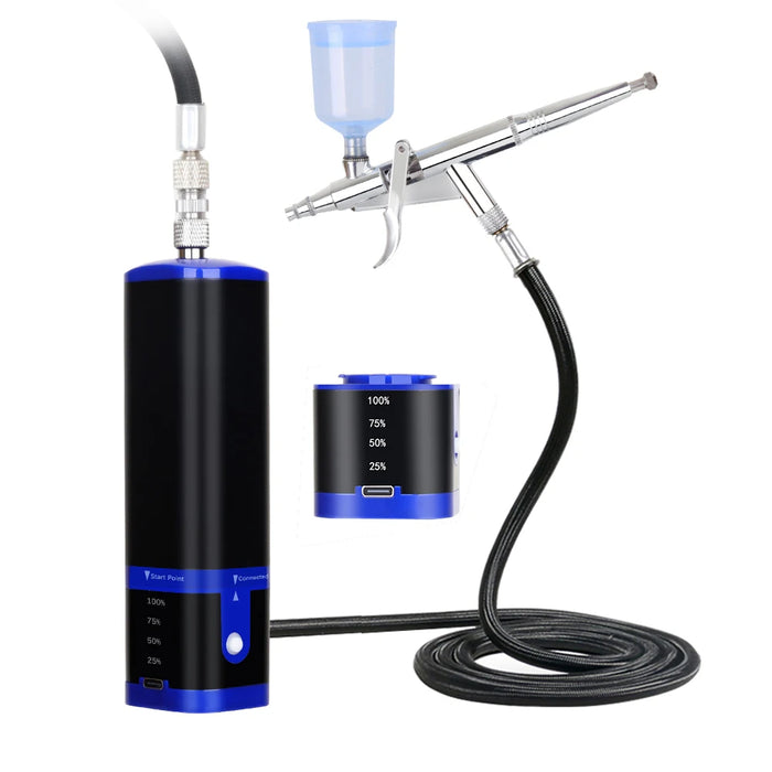 Portable Cordless Airbrush Kit - A with Compressor and Rechargeable Battery
