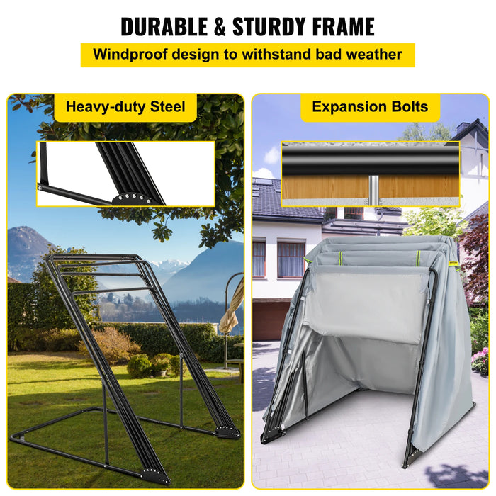 Waterproof Motorcycle Shelter 420D Oxford Grey Shed - Heavy Duty, Anti-UV - Durable and weather-resistant motorcycle storage solution for ultimate protection