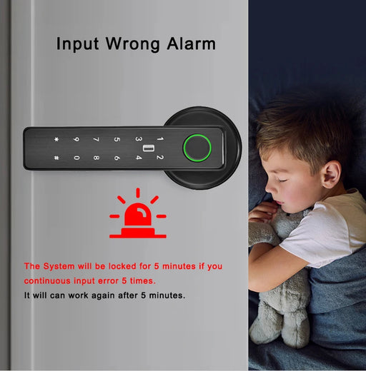 Sleek Black Fingerprint Door Lock for Homes & Apartments