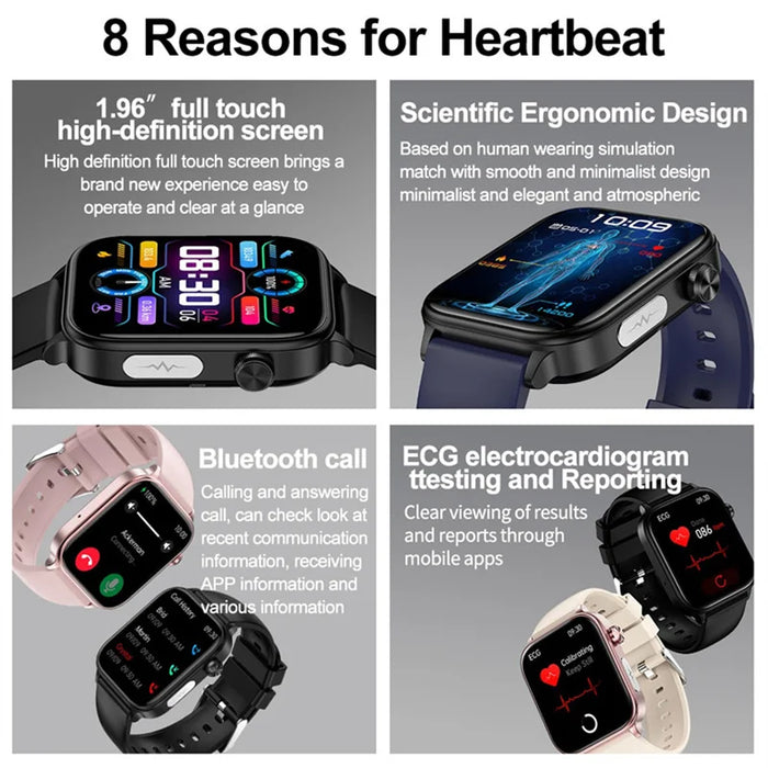 1.96” AMOLED Smartwatch with ECG and Blood Sugar Monitor