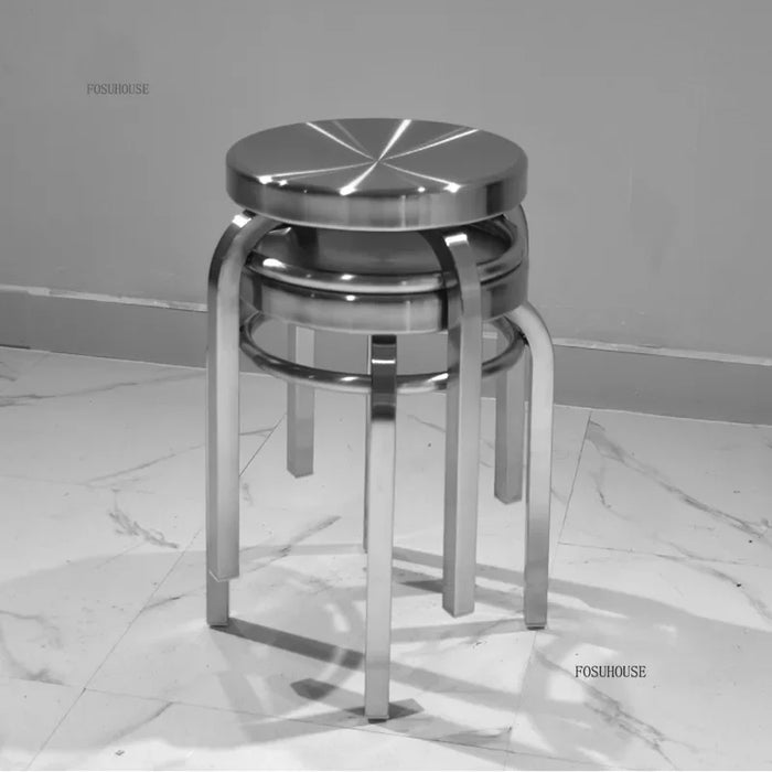 Minimalist Low Stool Stainless Steel Outdoor Dining Seat