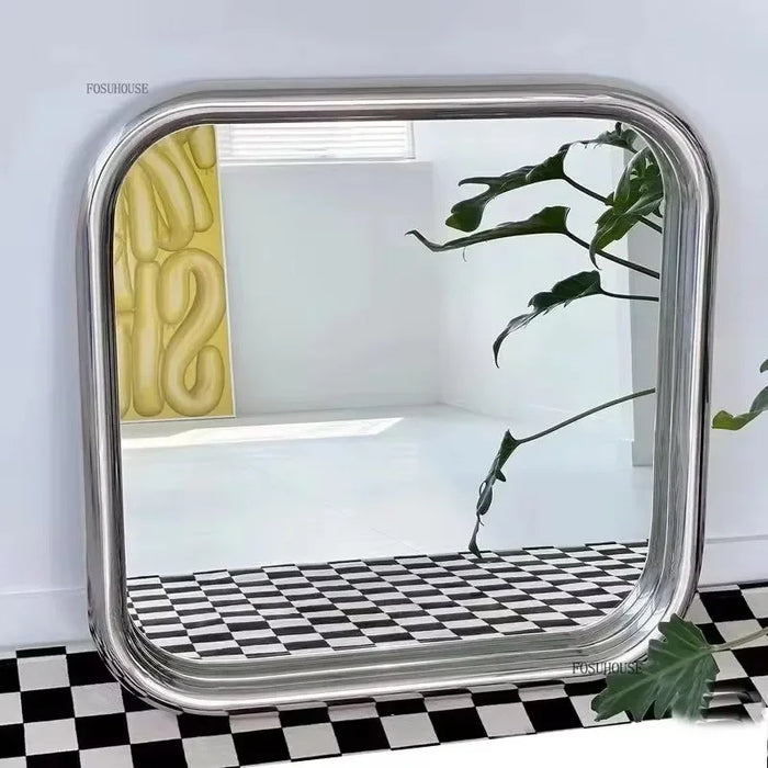Square Decorative Wall Mirror 50cm, Silver Finish