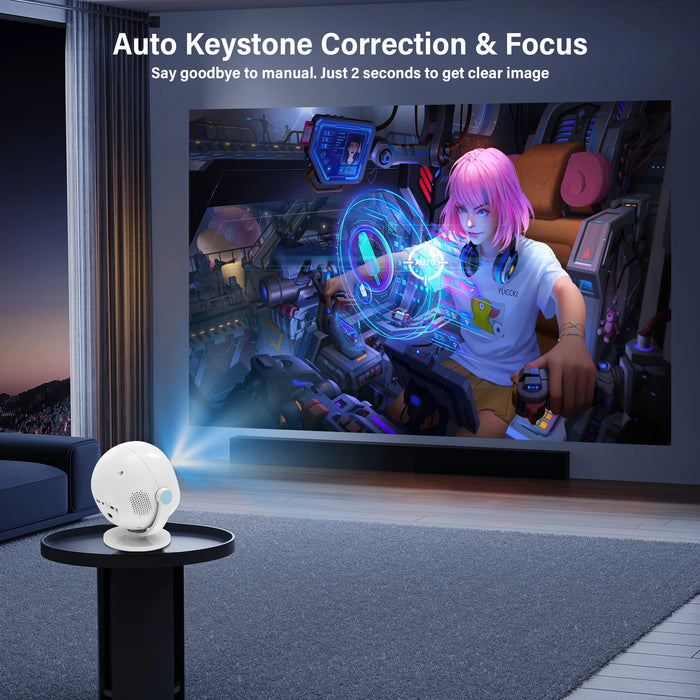 Smart 1080p Mini Projector with Android 13, Bluetooth & Auto Focus