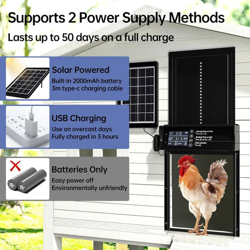 Durable stainless steel construction with solar and USB charging options