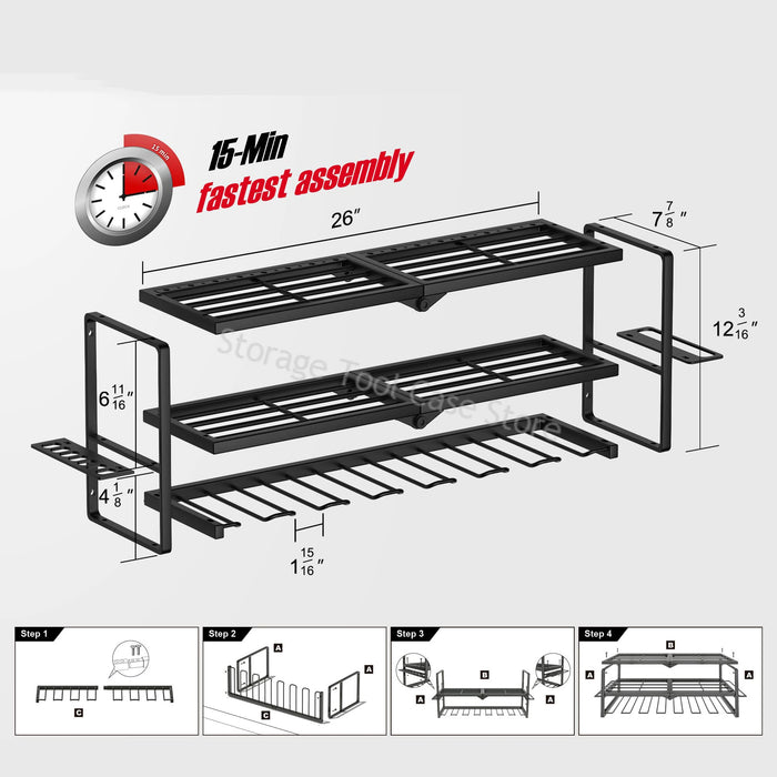 Extended storage capacity tool cabinet for power and hand tools