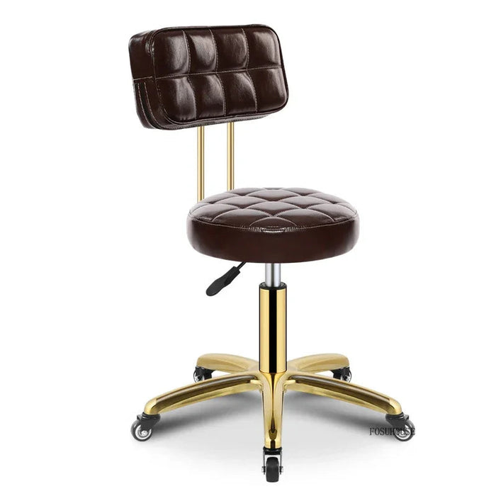 Modern Salon Chair with Wheels Adjustable Height and Thick Padding for Barber Shops