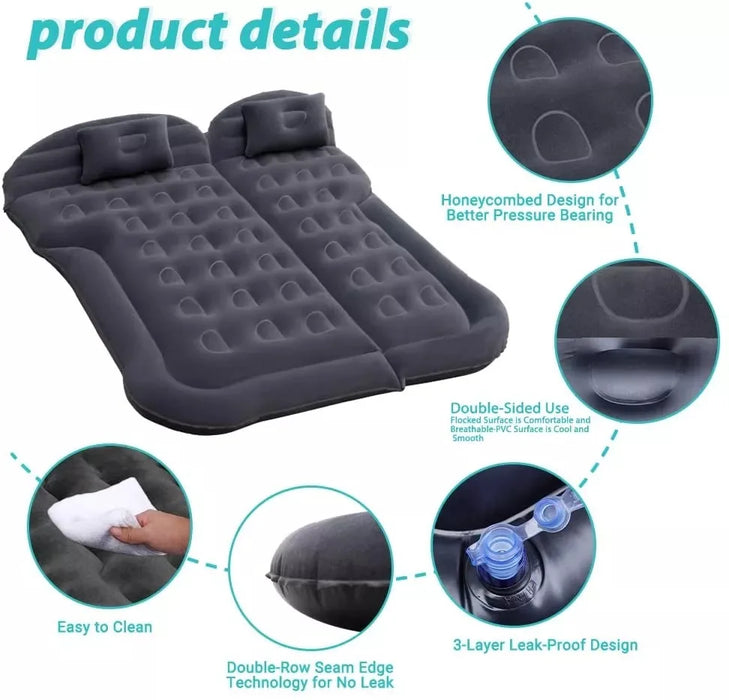 Includes inflatable pillows, air pump, storage bag, and repair kit