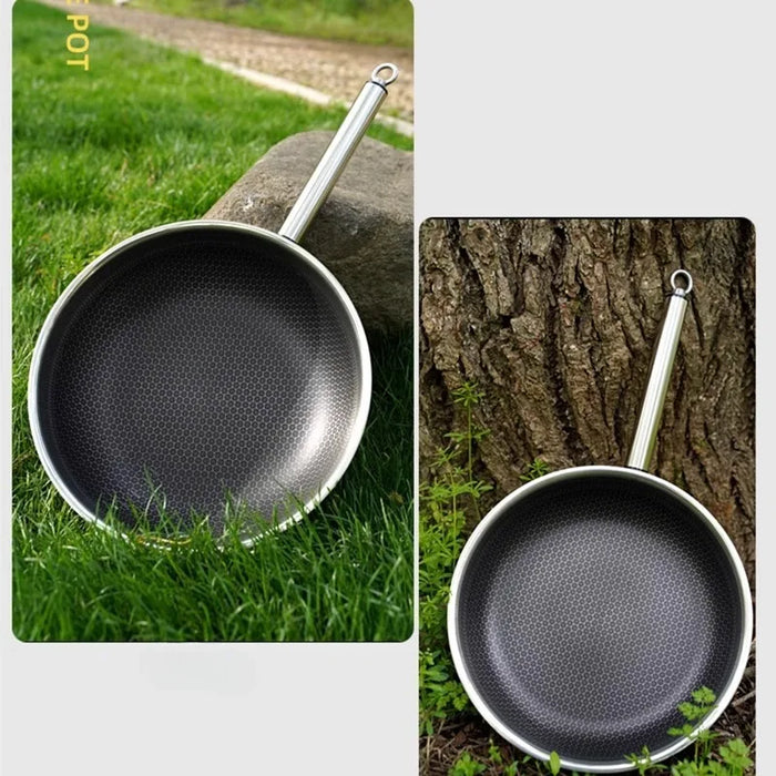 Outdoor Non-Stick Frying Pan, Folding Handle, 28CM