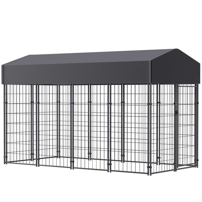 Outdoor Metal Dog Playpen with UV Protection & Waterproof Cover black S 47.2x50x64.9in
