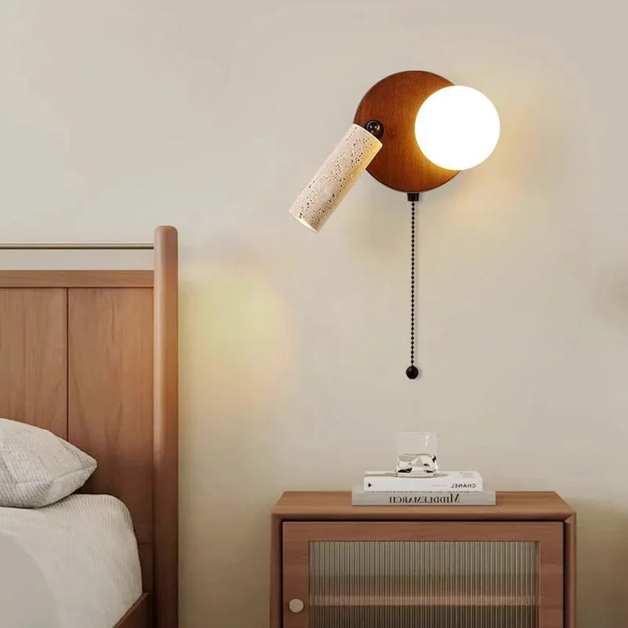 Stone Wall Light with Replaceable G9 LED Bulbs 3000K Walnut