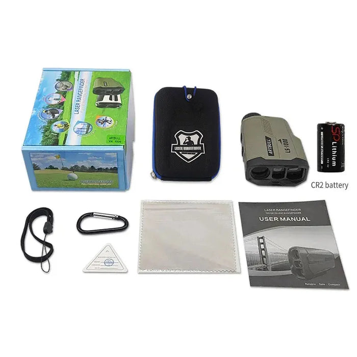 Golf Rangefinder with Clear 65° Field of View and Height Difference Mode