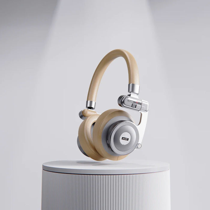 Silver Bluetooth Headphones with ANC, App Support, Volume Control
